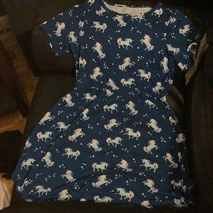 Girls navy blue dress with multicolor unicorns size 10/12